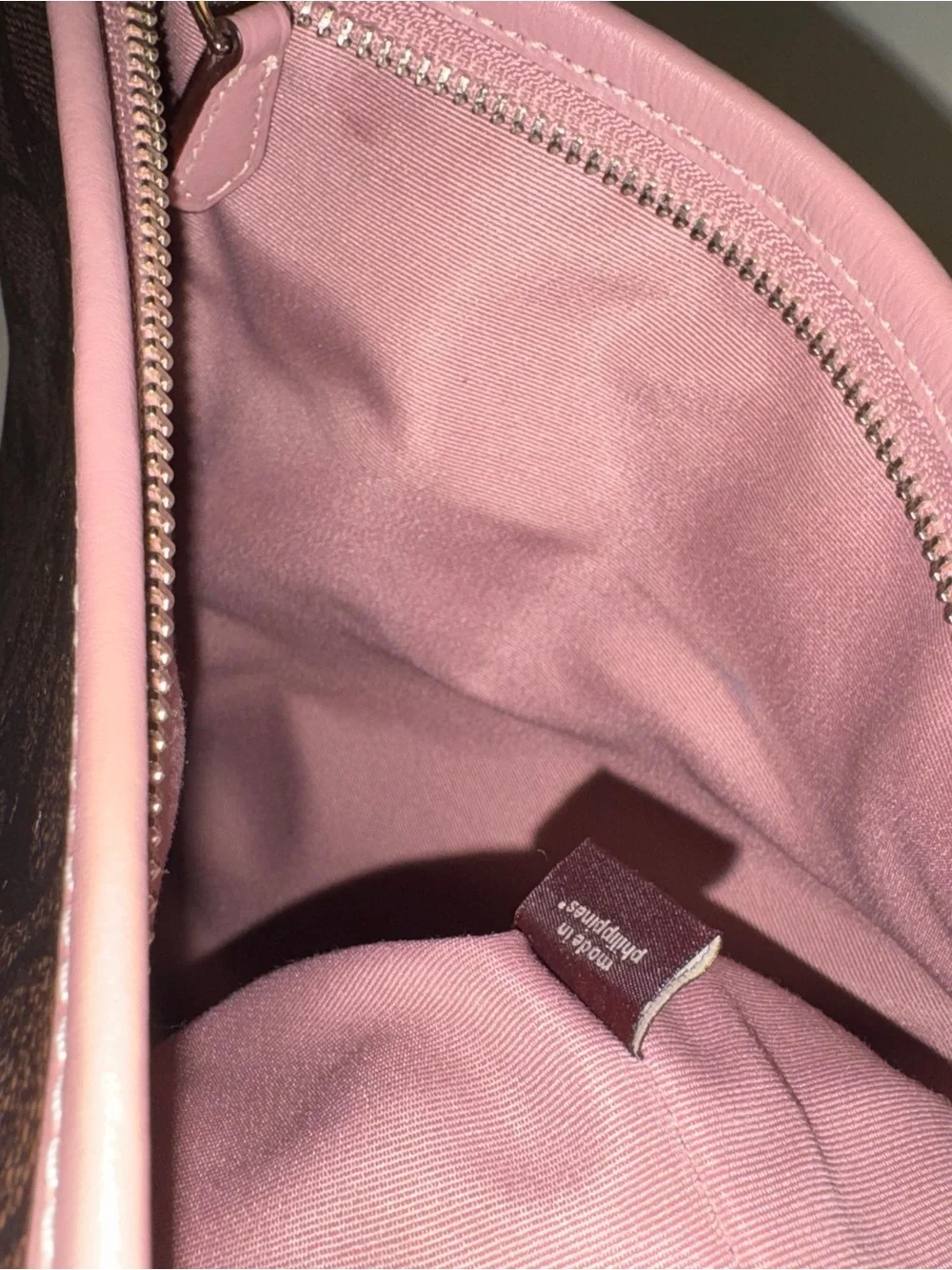 Coach Signature Brown Pink Trim Crossbody W/Adjustable Strap (Model F29210)